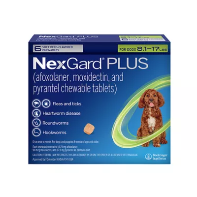 Product NexGard Plus Chewable Tablets for Dogs - 8.1-17 lbs, Green Box