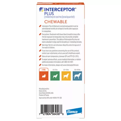 Product Interceptor Plus Chewable Tablets for Dogs - 2-8 lbs, Orange Box