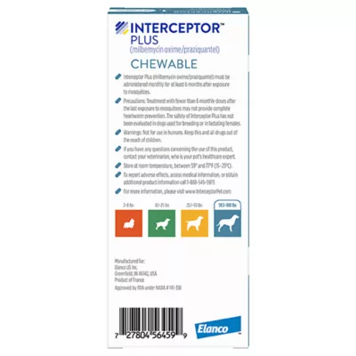 Product Interceptor Plus Chewable Tablets for Dogs - 50.1 - 100 lbs, Blue Box