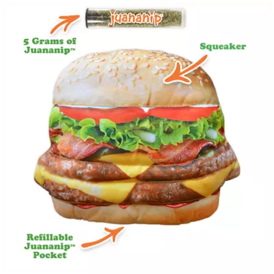 Product Doggijuana® Get The Munchies Refillable Cheeseburger Dog Toy