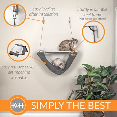 Product K&H Pet Products Wall Mount Cat Shelf + Cat Hammock