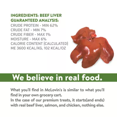 Product McLovin's Pet Premium Dog Treats - Freeze-Dried Raw, Beef Liver