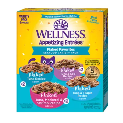 Product Wellness® Appetizing Entrees Adult Cat Wet Food - Flaked Favorites, Variety Pack, 8 Ct, 11.2 Oz