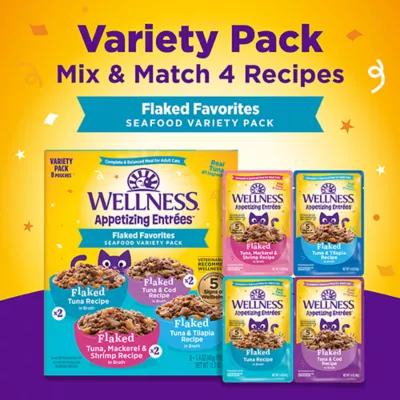 Product Wellness® Appetizing Entrees Adult Cat Wet Food - Flaked Favorites, Variety Pack, 8 Ct, 11.2 Oz