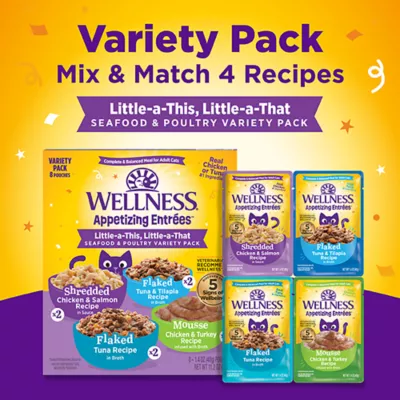 Product Wellness® Appetizing Entrees Adult Cat Wet Food - Little-A-This, Variety Pack, 8 Ct, 11.2 Oz