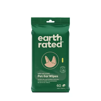 Product Earth Rated Hypoallergenic Ear Wipes for Dogs and Cats, Wild Oat Scent, 60 Count