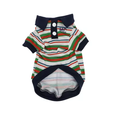 Product Max's Closet Designer Stripes Polo Red Green Dog Shirt