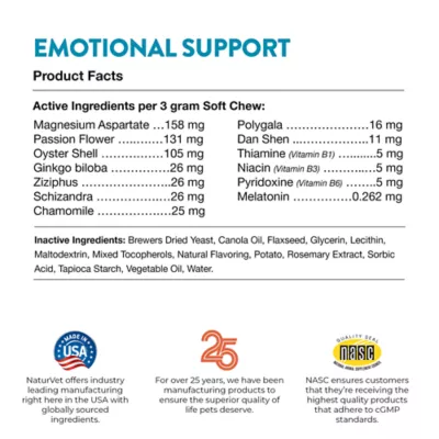 Product NaturVet Emotional Support Calming Aid Soft Chews for Dogs