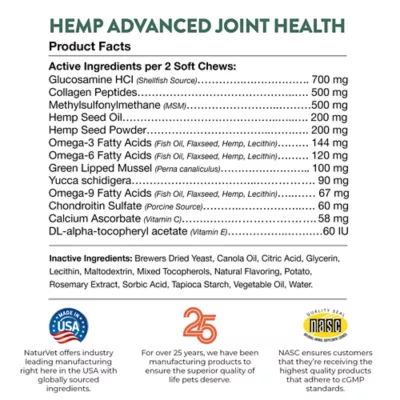Product NaturVet Hemp Advanced Joint Health Chews for Dogs