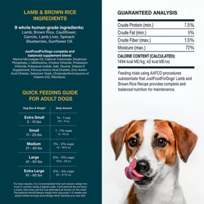 Product JustFoodForDogs Adult Frozen Dog Food - Lamb & Brown Rice, 18 oz