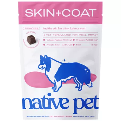 Product Native Pet Skin & Coat Chews with Omega-3 Skin & Coat Supplement for Dogs