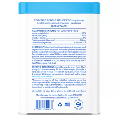 Product Native Pet Probiotic Powder Digestive Supplement for Dogs