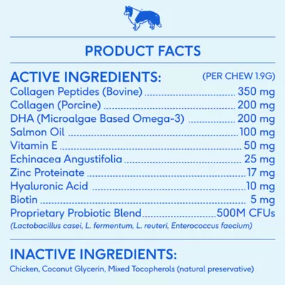 Product Native Pet Skin & Coat Chews with Omega-3 Skin & Coat Supplement for Dogs