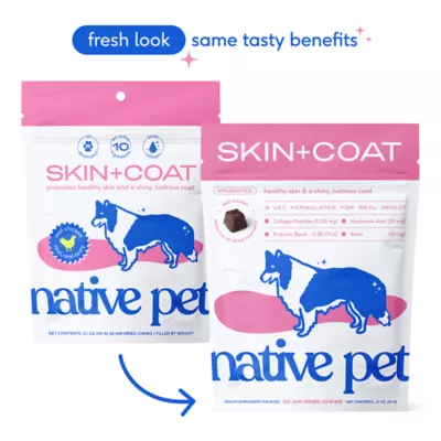 Product Native Pet Skin & Coat Chews with Omega-3 Skin & Coat Supplement for Dogs