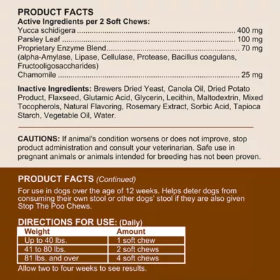 Product Chew + Heal Stop The Poo Soft Chew Coprophagia & Digestive Supplement for Dogs