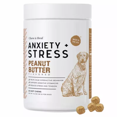 Product Chew + Heal Anxiety + Stress Calming Supplement Peanut Butter Flavor Soft Chews for Dogs