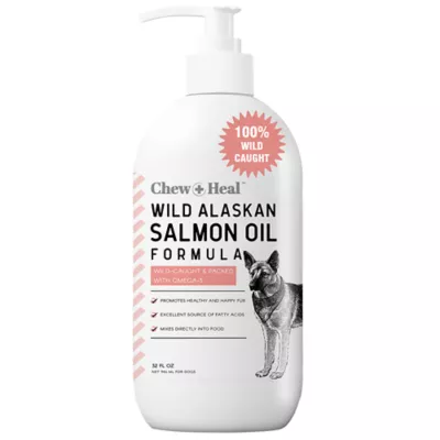 Product Chew + Heal Wild Alaskan Omega Salmon Oil Formula Skin & Coat Liquid Supplement for Dogs, 32-fl oz