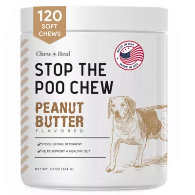 Product Chew + Heal Stop The Poo Coprophagia & Digestive Supplement Peanut Butter Flavor Soft Chews for Dogs