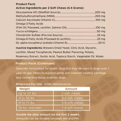 Product Chew + Heal Senior Hip + Joint Supplement Peanut Butter Flavor Soft Chews for Dogs