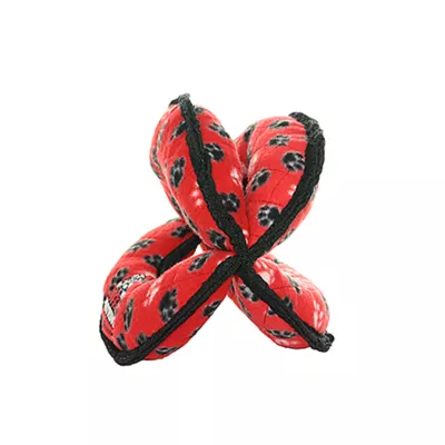 Product TUFFY® Ultimate 4-Way Ring Red Paw Dog Toy