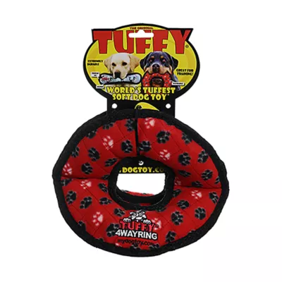 Product TUFFY® Ultimate 4-Way Ring Red Paw Dog Toy