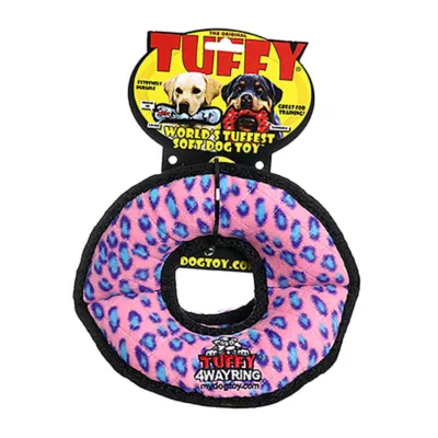 Product TUFFY® Ultimate 4-Way Ring Pink Leopard Dog Toy