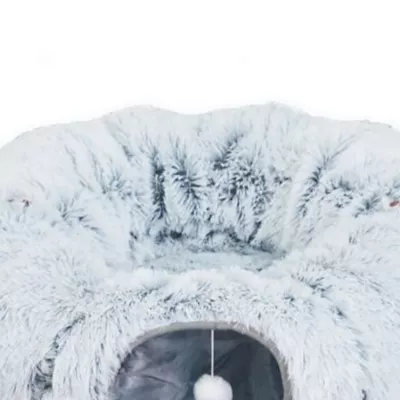 Product PetPals Grey Cat Tunnel with Faux Fur