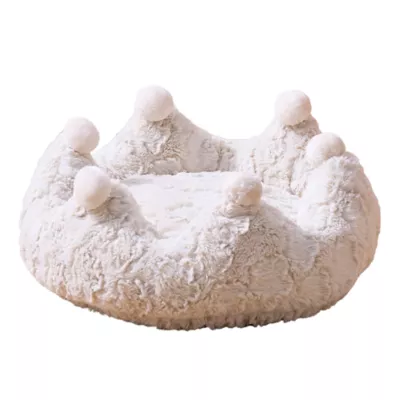 Product PetPals White Crown Cat Bed with Removable, Washable Bed