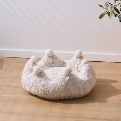 Product PetPals White Crown Cat Bed with Removable, Washable Bed