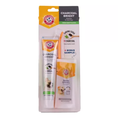 Product Arm & Hammer Charcoal Bright Dental Kit + BONUS Water Additive Sample, For Dogs 2 lbs +, Fresh Mint
