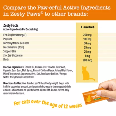 Product Zesty Paws Hairball Cat Mousse for Gut Health with AlaskOmega, Psyllium, Fish Oil & Biotin