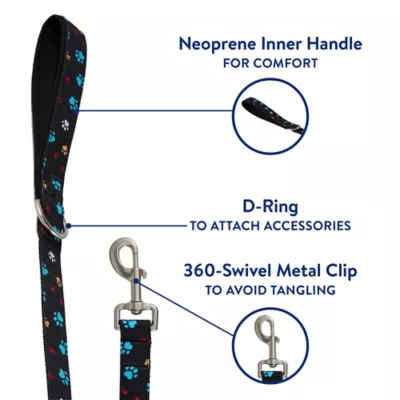 Product Top Paw® Black Paw Prints Dog Leash