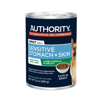 Product Authority Sensitive Stomach & Skin Cuts in Gravy Adult Wet Dog Food - Lamb, 13 oz