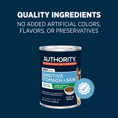 Product Authority Sensitive Stomach & Skin Cuts in Gravy Adult Wet Dog Food - Lamb, 13 oz