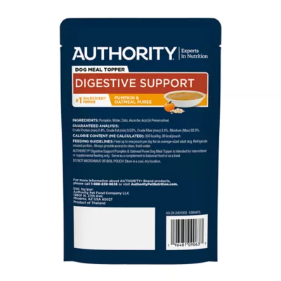 Product Authority Digestive Support Puree Adult Dog Meal Topper - Pumpkin & Oatmeal, 3 oz