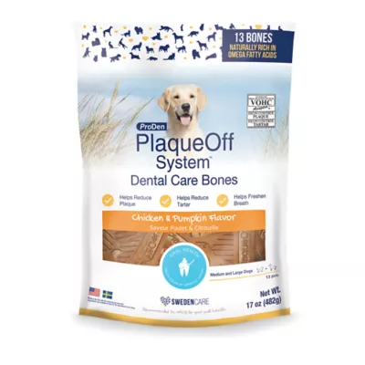 Product ProDen PlaqueOff All Life Stages Dental Dog Bone - Chicken & Pumpkin 13 ct 17 oz
