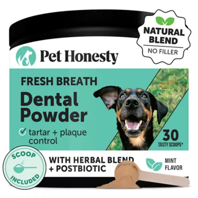 Product Pet Honesty Fresh Breath Dental Powder Supplement for Dogs, Mint Flavor, for Dogs Over 1 lb