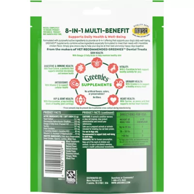 Product Greenies Dog Supplements 8-in-1 Multi-Benefit Chicken Flavor, 7.76 oz. Pouch