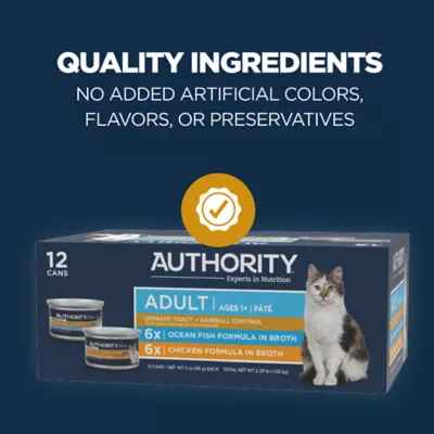 Product Authority Cat - Adult, Wet Food, Urinary Tract Health, Hairball Control, Pate, VP, 12 CT, 36 OZ