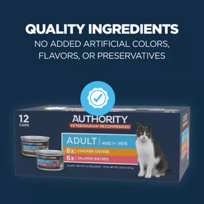 Product Authority Cat - Adult, Wet Food, Everyday Health, Pate, Chicken, Salmon, Variety Pack, 12 CT, 36 OZ