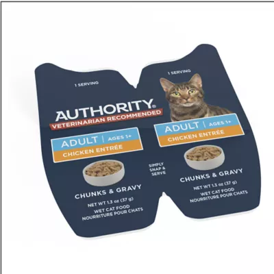 Product Authority Cat - Adult, Wet Food, Split Cup, Chunks, Gravy, Chicken, 2.65 OZ