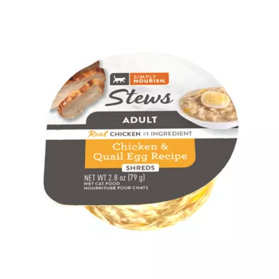 Product Simply Nourish Cat - Adult, Wet Food, Stews, Shredded, Chicken, Quail Egg, 2.8 OZ