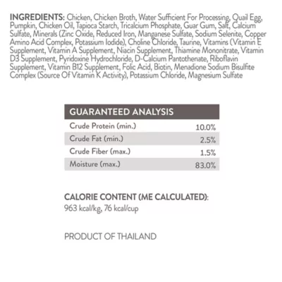 Product Simply Nourish Cat - Adult, Wet Food, Stews, Shredded, Chicken, Quail Egg, 2.8 OZ