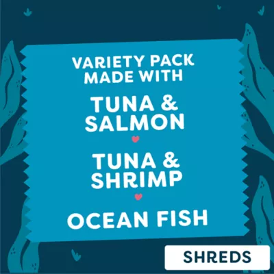 Product Viva La Kitty® Adult Wet Cat Food Variety Pack - Fish Shreds, 12 Count, 36 Oz