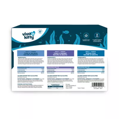 Product Viva La Kitty® Adult Wet Cat Food Variety Pack - Fish Shreds, 12 Count, 36 Oz