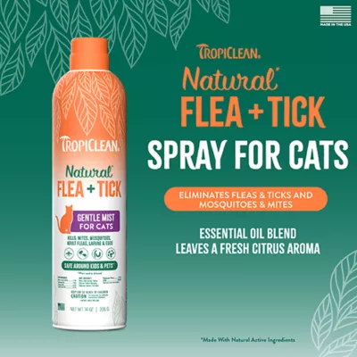 Product TropiClean Natural Flea + Tick Gentle Spray Mist for Cats - 14 oz Bottle