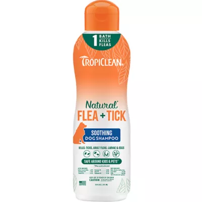 Product TropiClean Soothing Natural Flea & Tick Shampoo for Dogs - For Dogs 12 Weeks and Older, 20 Oz Bottle