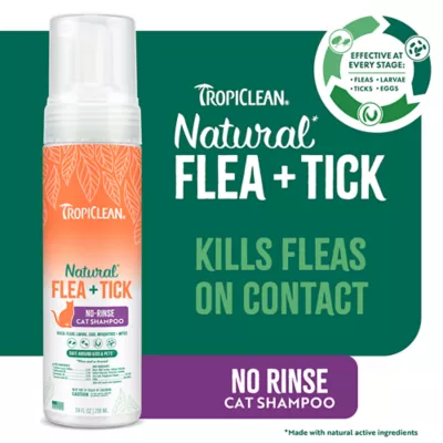 Product TropiClean Natural Flea + Tick No-Rinse Cat Shampoo - 7.4 oz Bottle