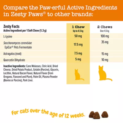 Product Zesty Paws® Immune Soft Chews for Cats - Bacon, 60 count