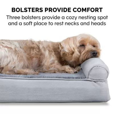 Product FurHaven Plush & Suede Full Support Orthopedic Sofa Pet Bed for Dogs & Cats - Gray
